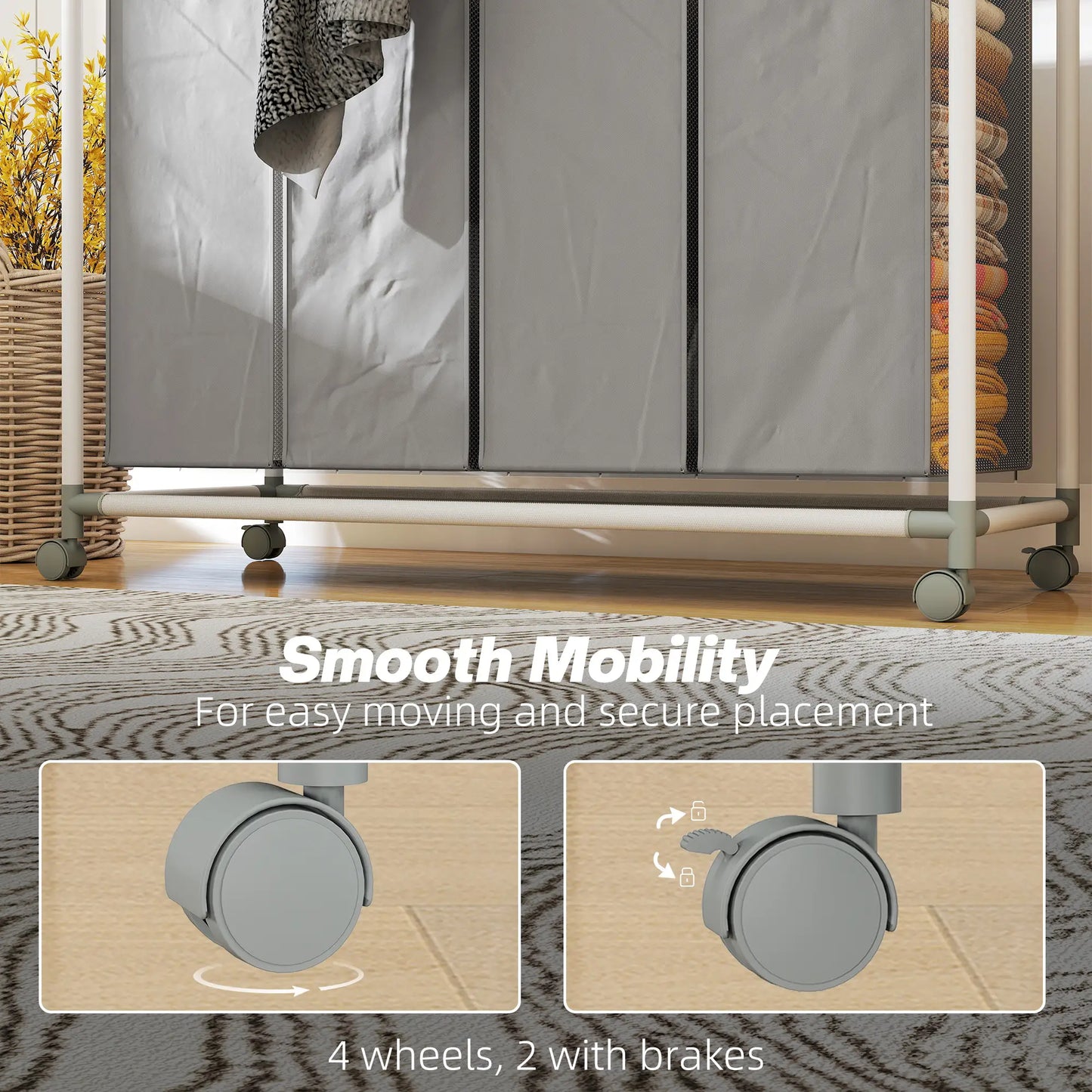 160L Laundry Hamper with Wheels, 4 Removable Bags, Grey Bath Accessories at Gallery Canada