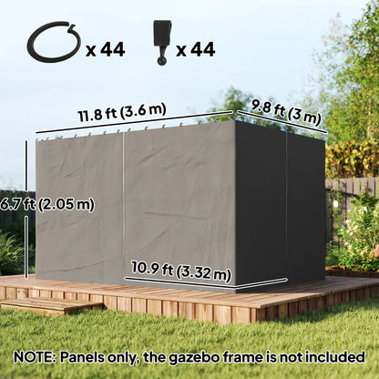 10' x 12' Gazebo Sidewall Set, 4 Panels, Grey Gazebo Sidewalls at Gallery Canada