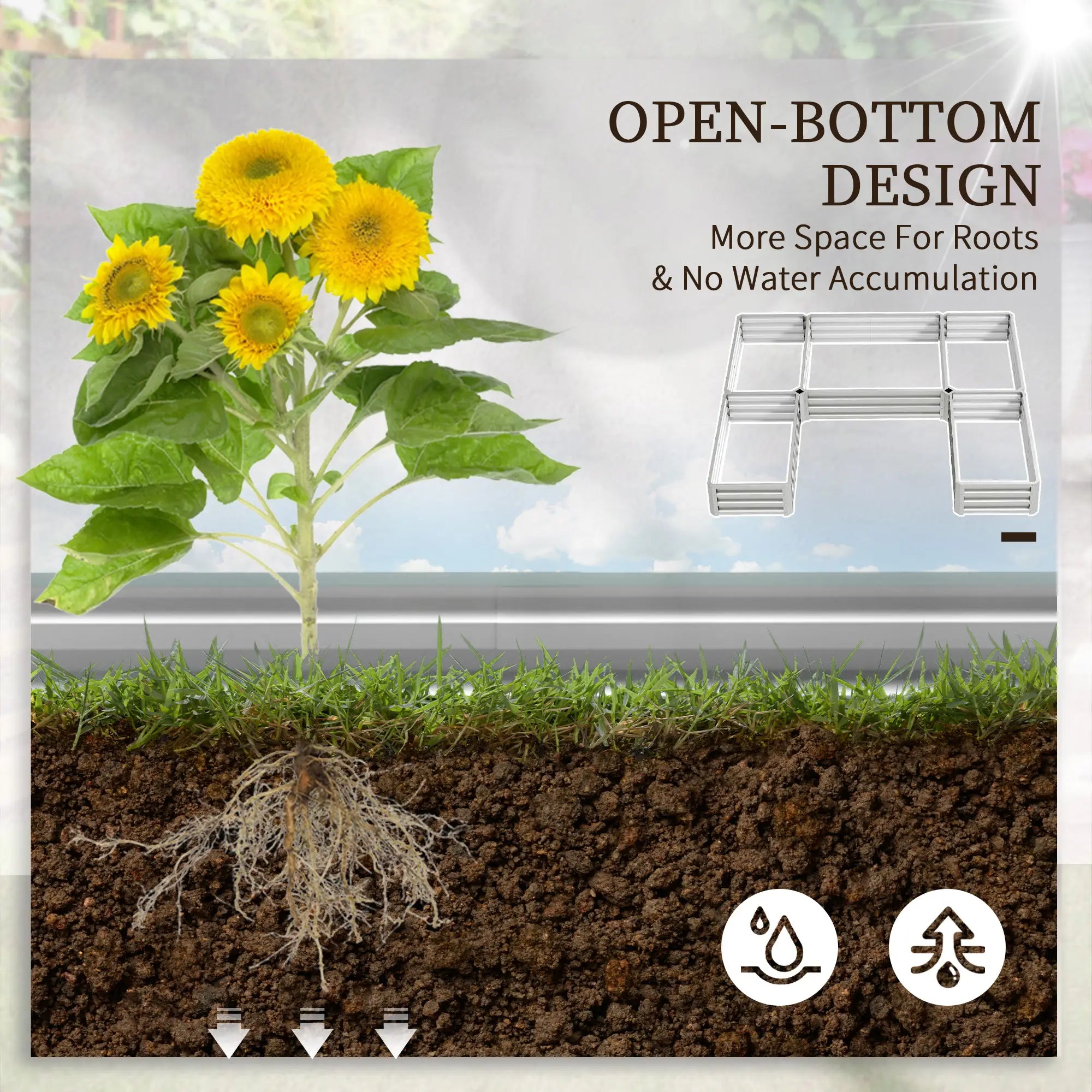 Steel Raised Garden Bed, 8x8x1ft, Set of 5 Large Planters, Silver Raised Garden Beds at Gallery Canada