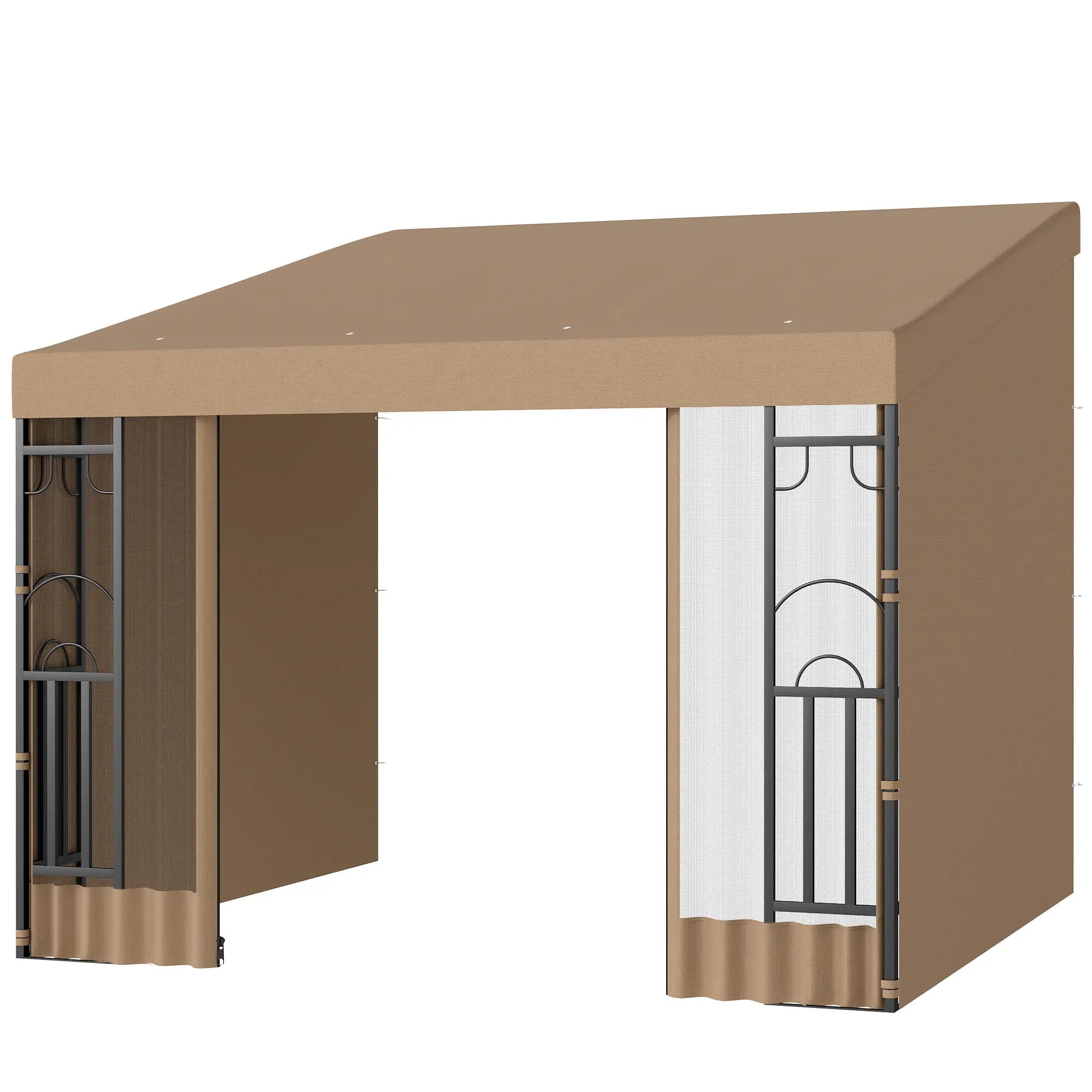 10' x 10' Wall Pergola, With Curtains and Nettings, Khaki Pergolas Khaki at Gallery Canada