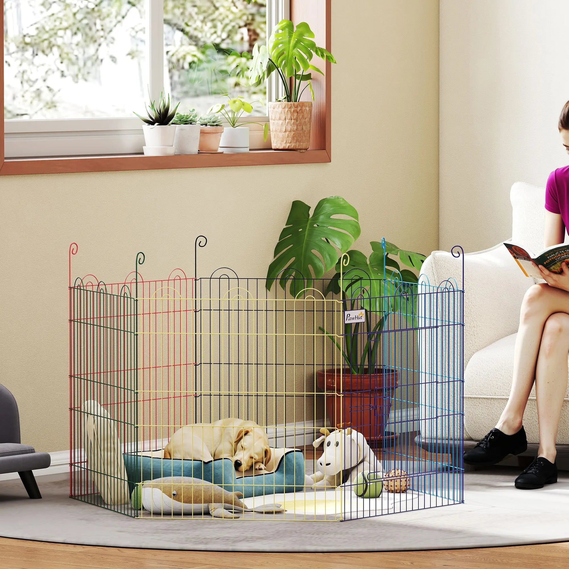Portable Hexagon Metal Pet Playpen, Dog Exercise Fence, Multi-colored Houses, Kennels & Pens at Gallery Canada