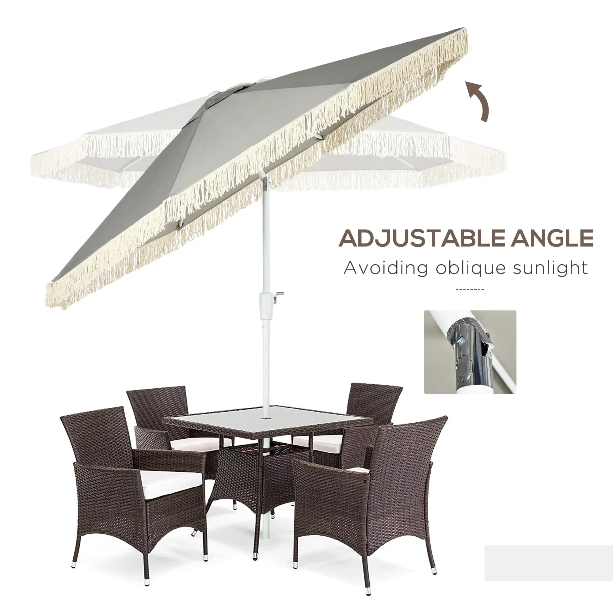 8.7 x 8.7 ft Outdoor Umbrella, Tilt Vent, Patio Parasol, Grey Sun Umbrellas at Gallery Canada