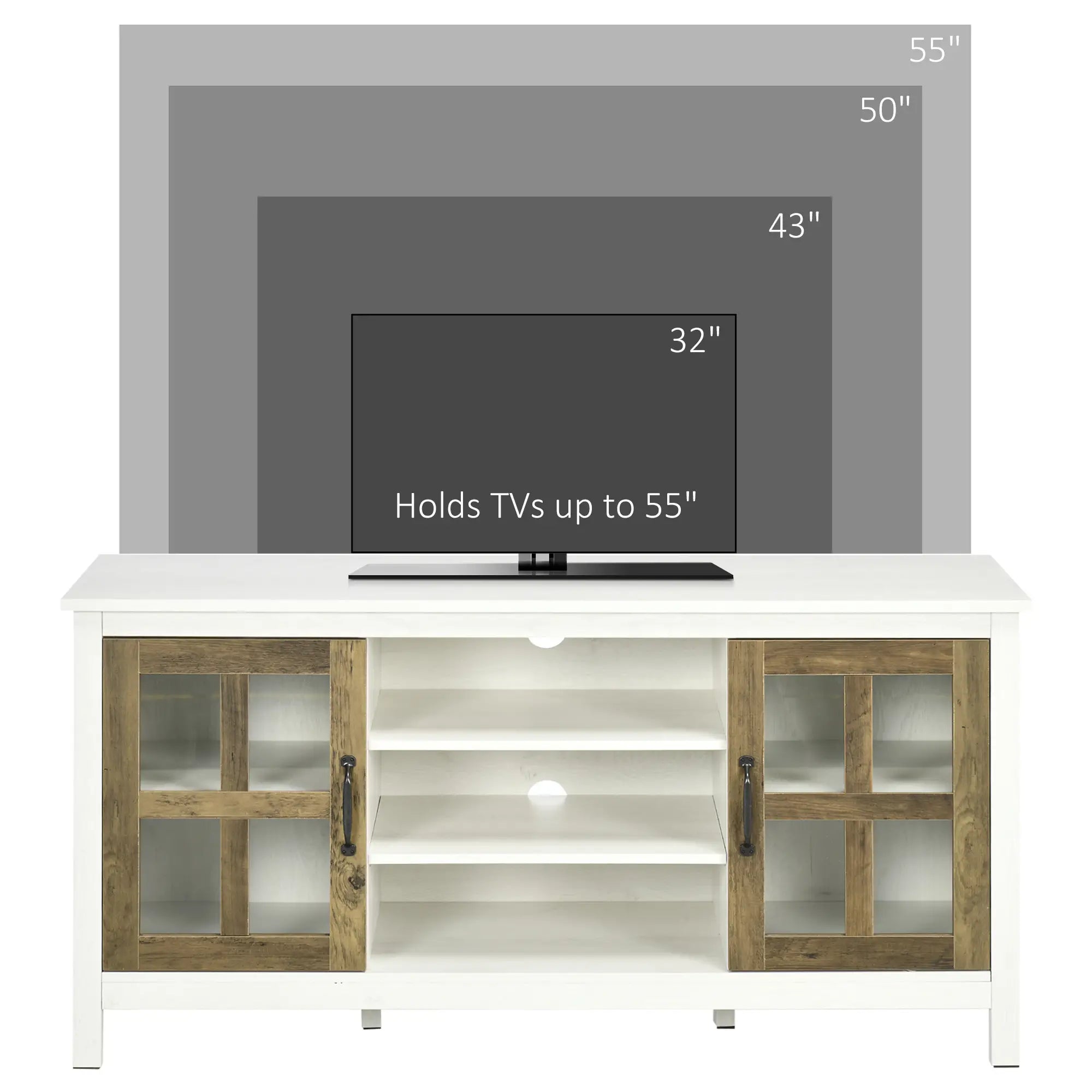 TV Stand for 55 Inch TVs, Adjustable Shelves, Cable Holes, White TV Stands at Gallery Canada