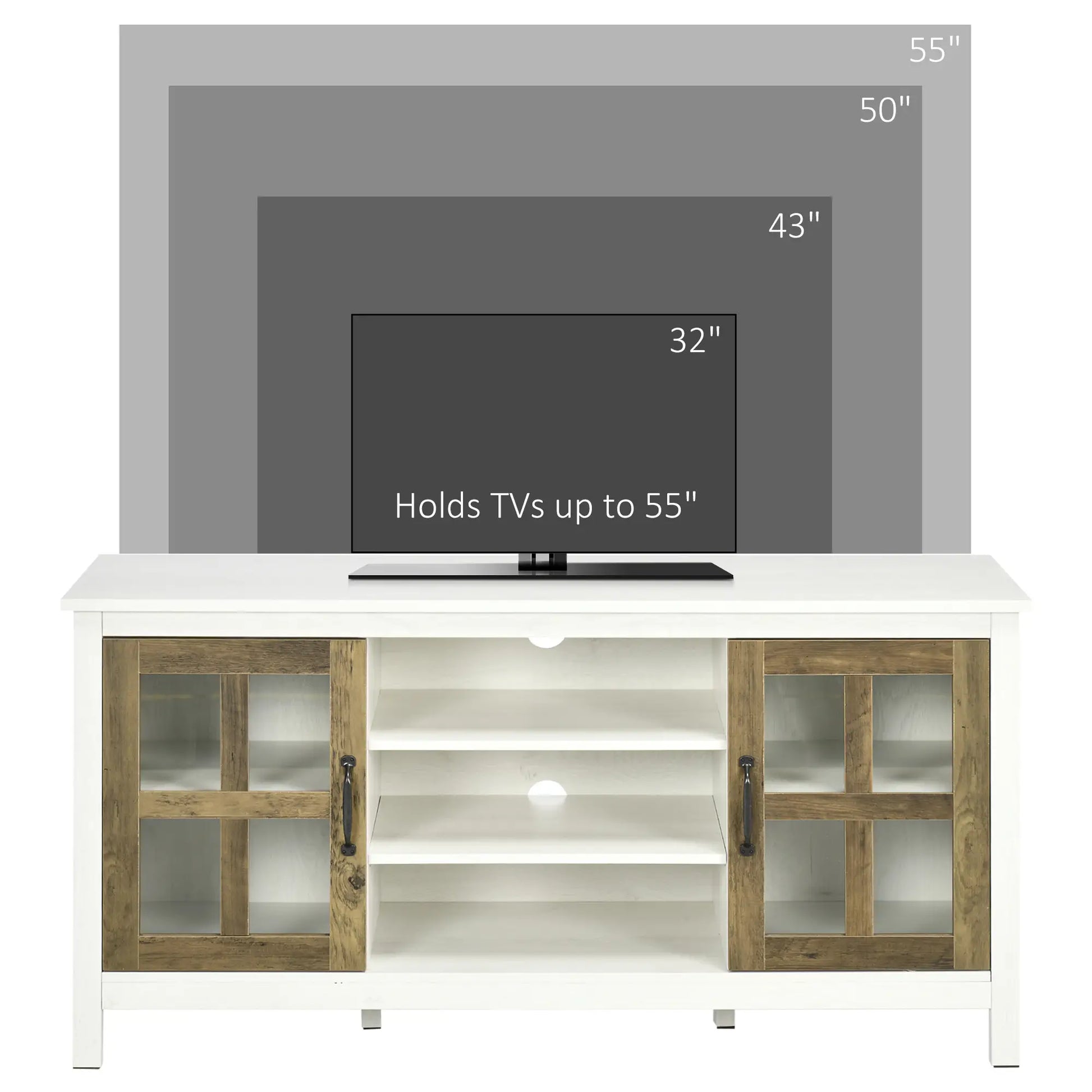 TV Stand for 55 Inch TVs, Adjustable Shelves, Cable Holes, White TV Stands at Gallery Canada