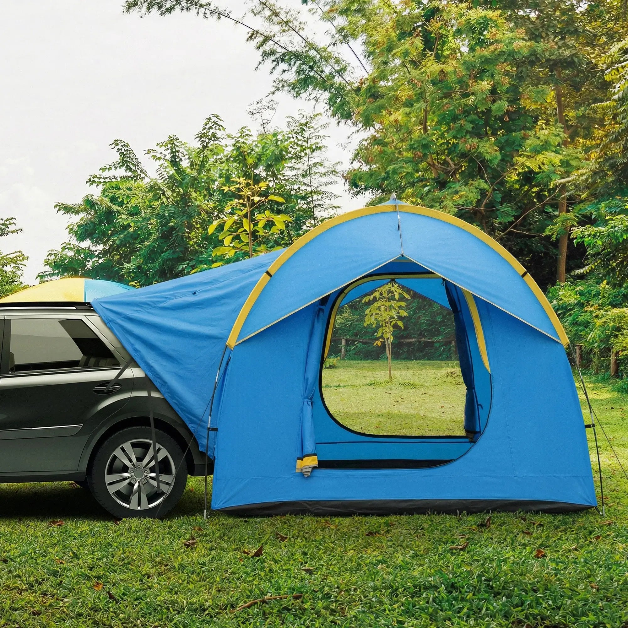 3000mm Waterproof SUV Tent, Car Tent with 3 Doors and Mesh Window, for 5-6 Person Camping Travel, Blue and Orange Camping Tents at Gallery Canada