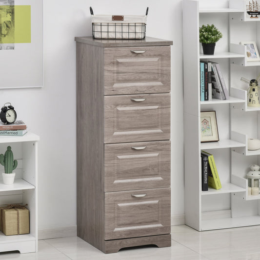 4 Drawer Vertical File Cabinets Freestanding Enclosed Storage Cabinet with File Hanging, Grey - Gallery Canada