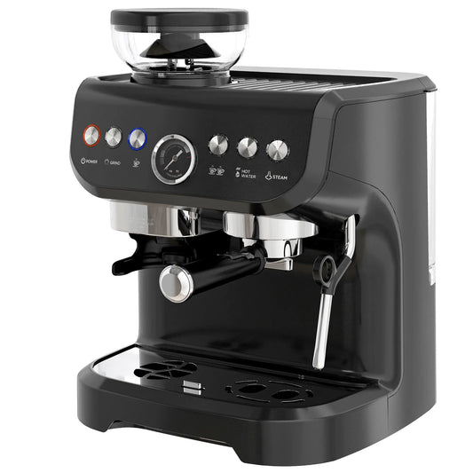 15 Bar Espresso Machine With Milk Frother & Grinder Small Kitchen Appliances Black at Gallery Canada