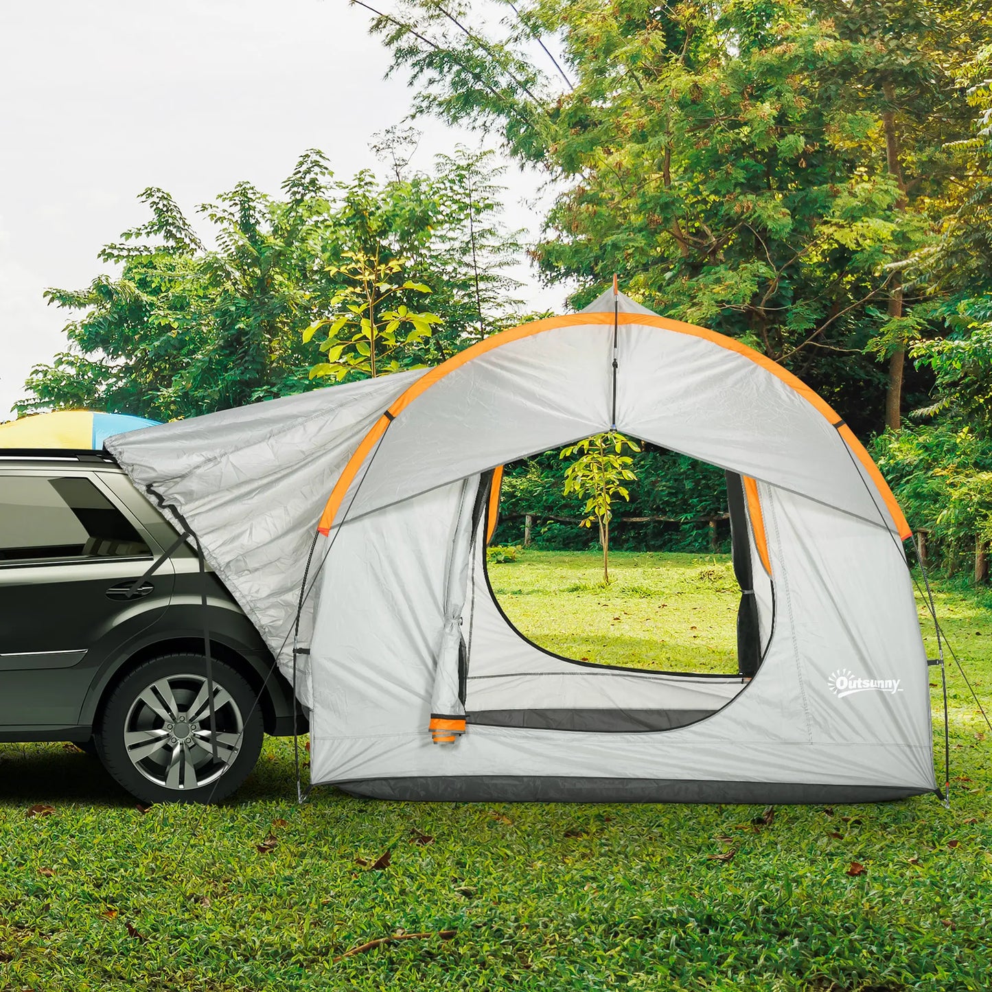 2000mm Waterproof SUV Tent, 3 Doors, Mesh Window, 5-6 Person, Grey, Orange Camping Tents at Gallery Canada