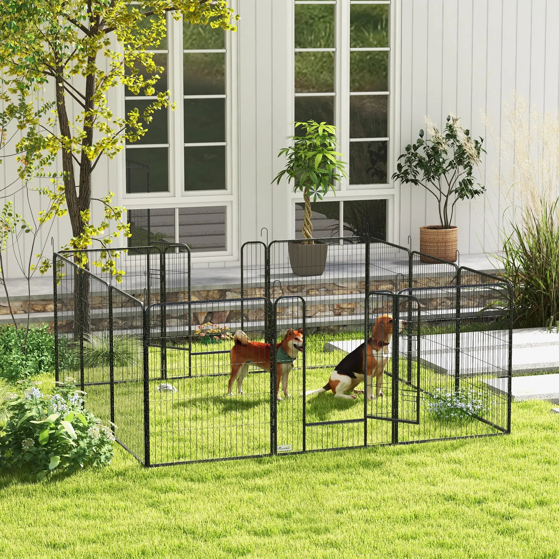 Dog Pen With Gate, 12 Panels Puppy Playpen, 39"H Houses, Kennels & Pens at Gallery Canada