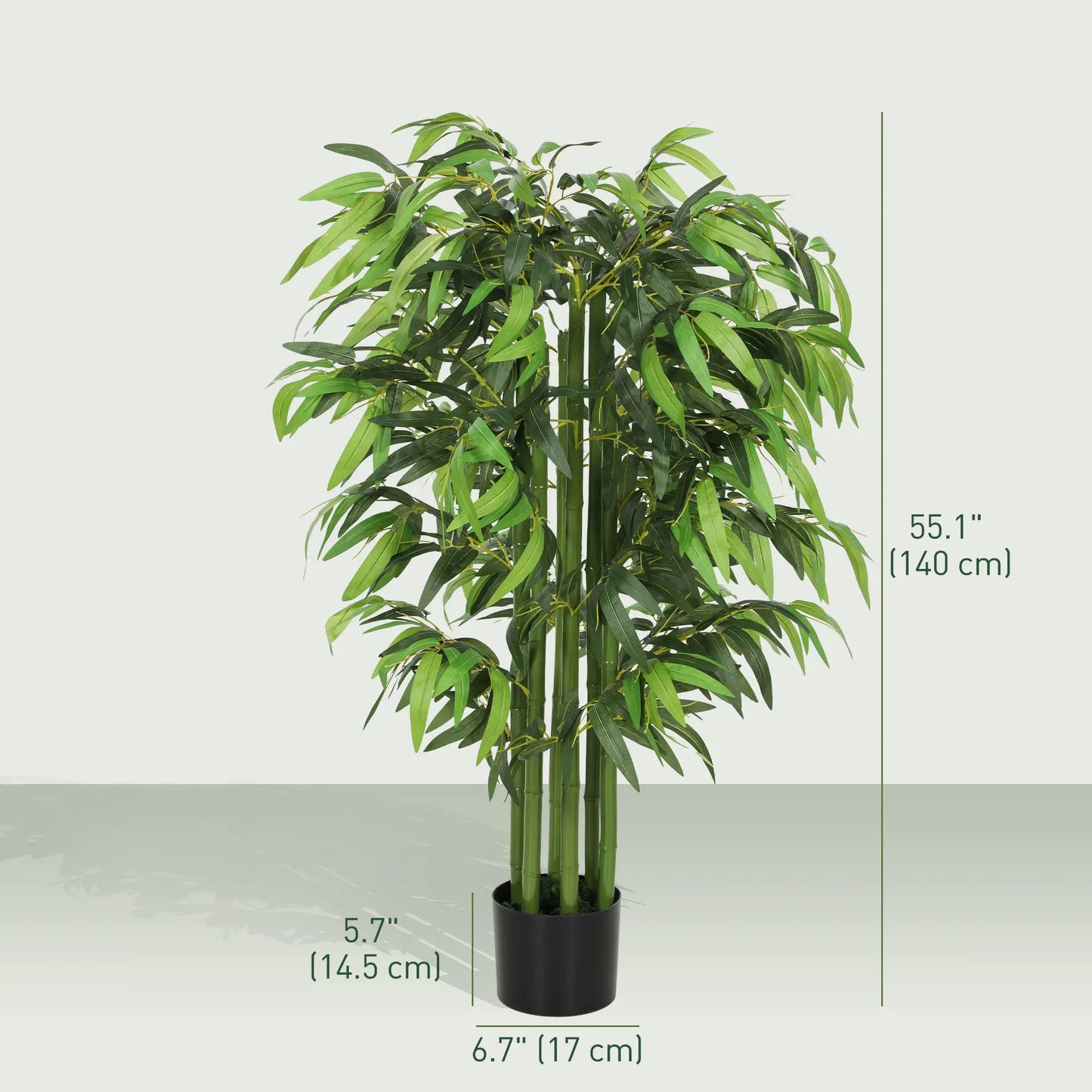 4.6FT Artificial Bamboo Tree Set, Decorative Faux Plant In Nursery Pot