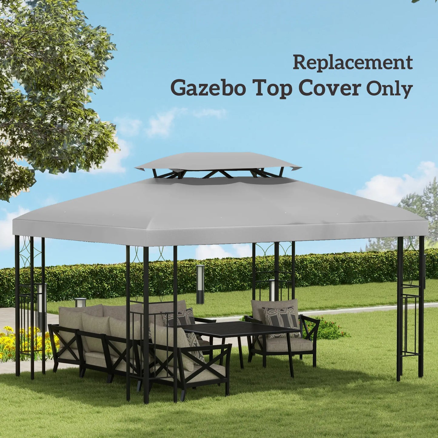 13' x 10' Gazebo Replacement Canopy, 2 Tier Top UV Cover, Light Grey Gazebo Canopy Replacement at Gallery Canada