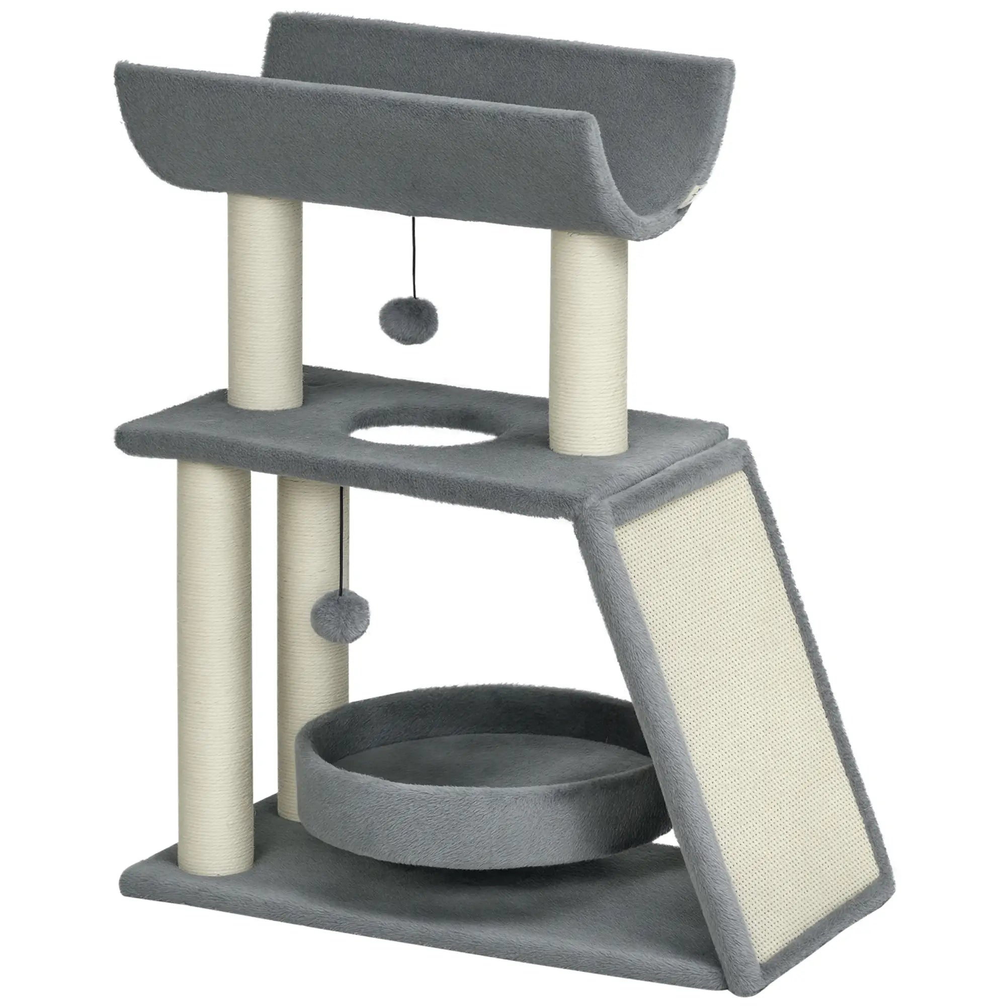Small Cat Tree with Perch, Scratching Posts, Light Grey Cat Posts at Gallery Canada