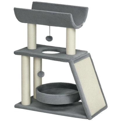 Small Cat Tree with Perch, Scratching Posts, Light Grey Cat Posts at Gallery Canada