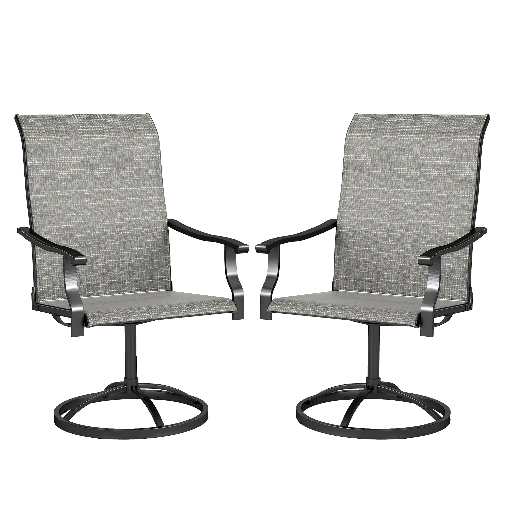 Outdoor Swivel Dining Chairs Set of 2, High Back, All Weather Mesh, Grey Patio Chairs at Gallery Canada