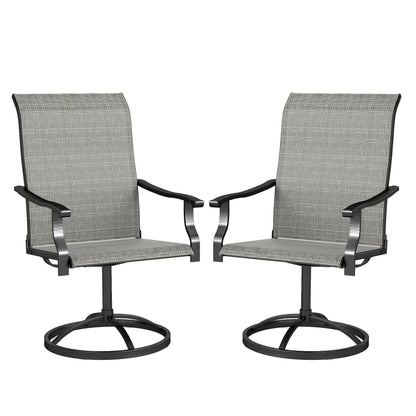 Outdoor Swivel Dining Chairs Set of 2, High Back, All Weather Mesh, Grey Patio Chairs at Gallery Canada