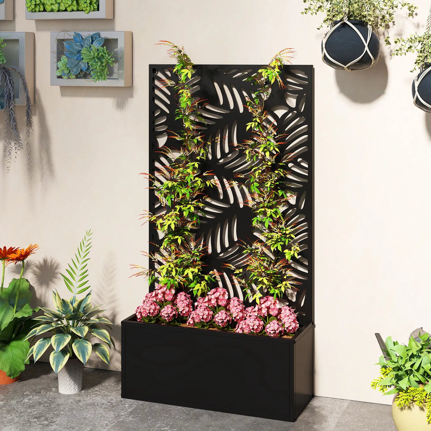 Metal Garden Bed With Trellis, Freestanding Or Wall Mounted Galvanized Planter Boxes at Gallery Canada
