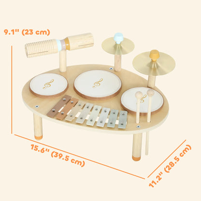 Toddler Drum Set, 4-In-1 Musical Instruments, Natural Wood Electronic Musical Pianos at Gallery Canada