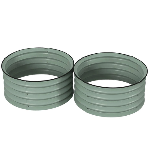 Set of 2 Raised Garden Beds, Metal Planter Box, Easy Assembly, Green