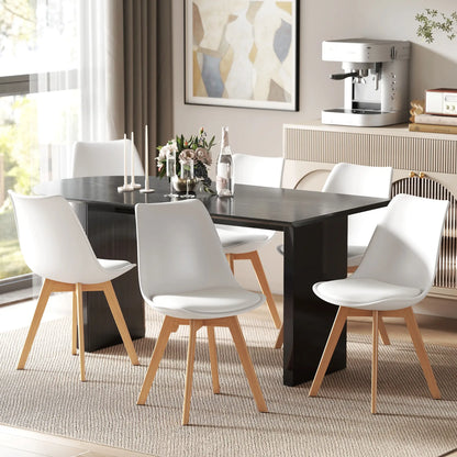 Rubber Wood Dining Table Chairs Set, 6 Chairs, PU Leather Cushion Dining Chairs at Gallery Canada
