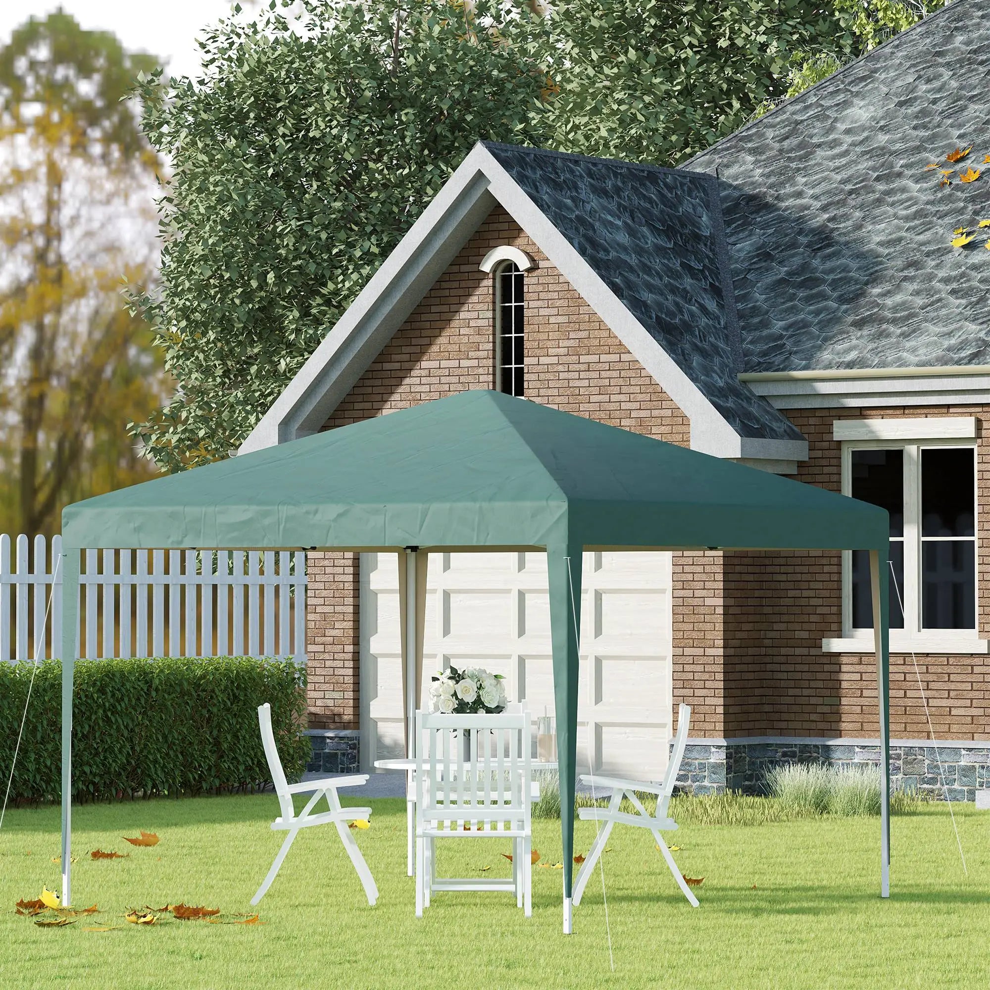 10 x 10ft Folding Pop Up Tent, Outdoor Gazebo Canopy, Dark Green Pop Up Canopies at Gallery Canada