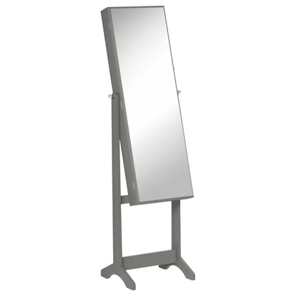 Mirror Jewelry Cabinet, Lockable Organizer, Full-Length Mirror, 3 Angle Adjustable, Grey Jewelry Armoire & Jewellery Mirror Cabinets Grey at Gallery Canada