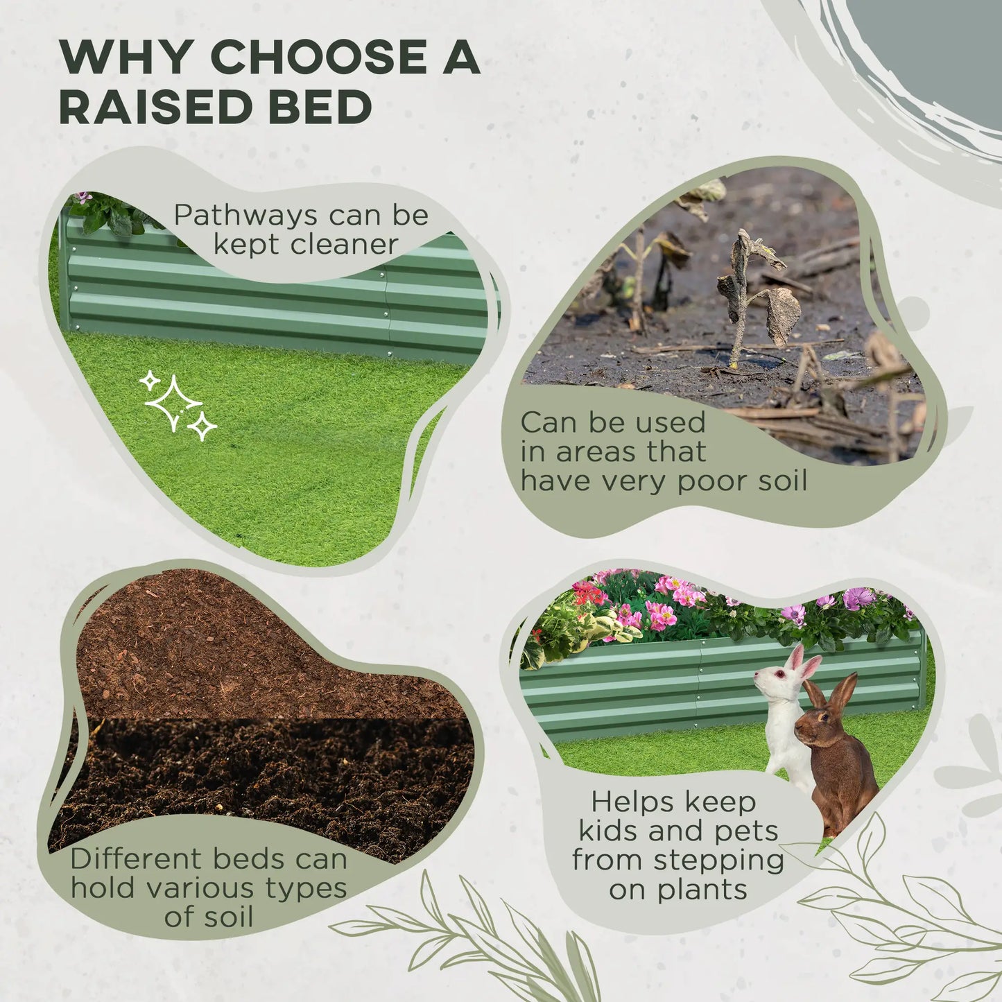 6' x 3' x 1' Raised Garden Bed, Steel Frame, Light Green Raised Garden Beds at Gallery Canada