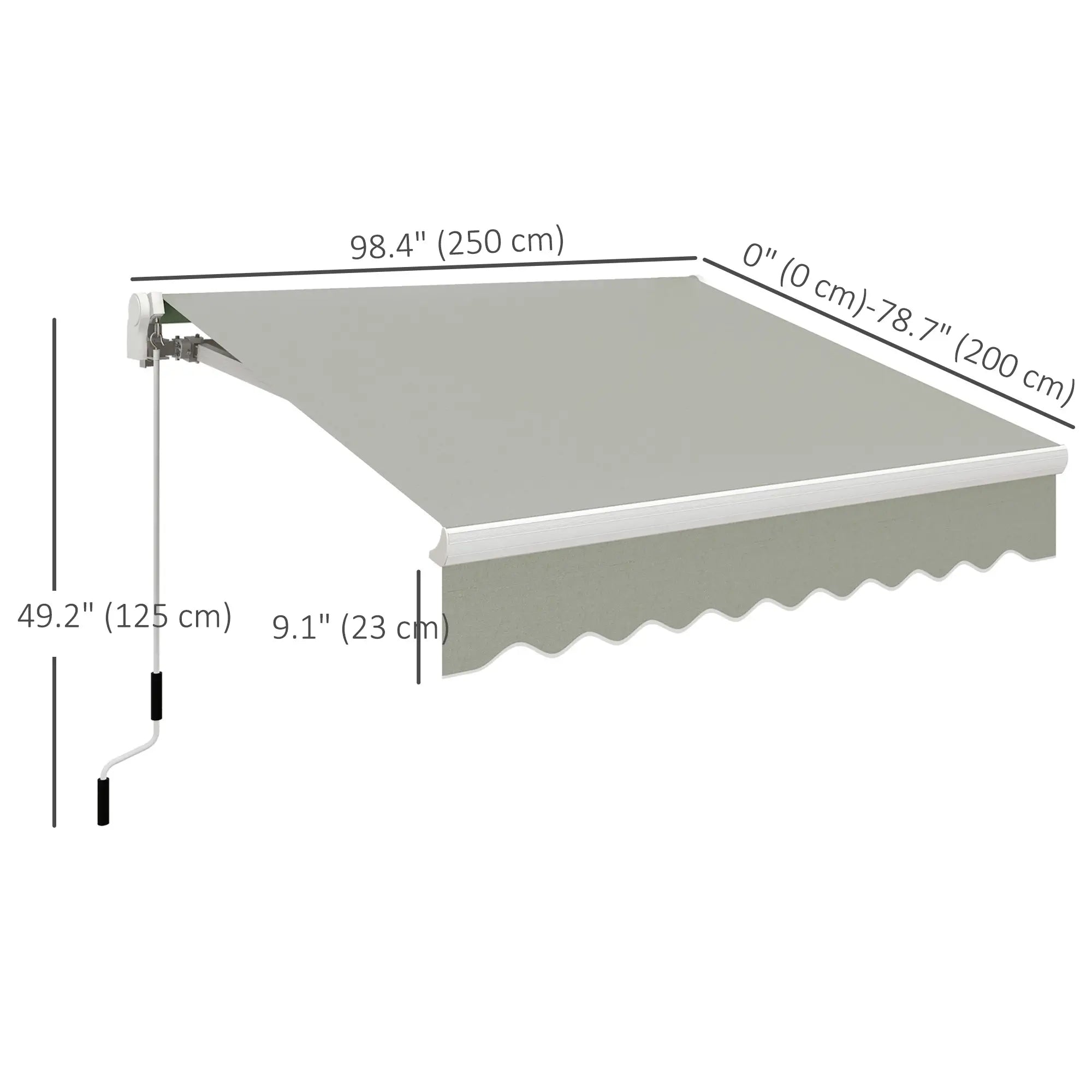8'x7' Patio Awning, Manual Retractable Sun Shade, Light Grey Patio Awnings at Gallery Canada