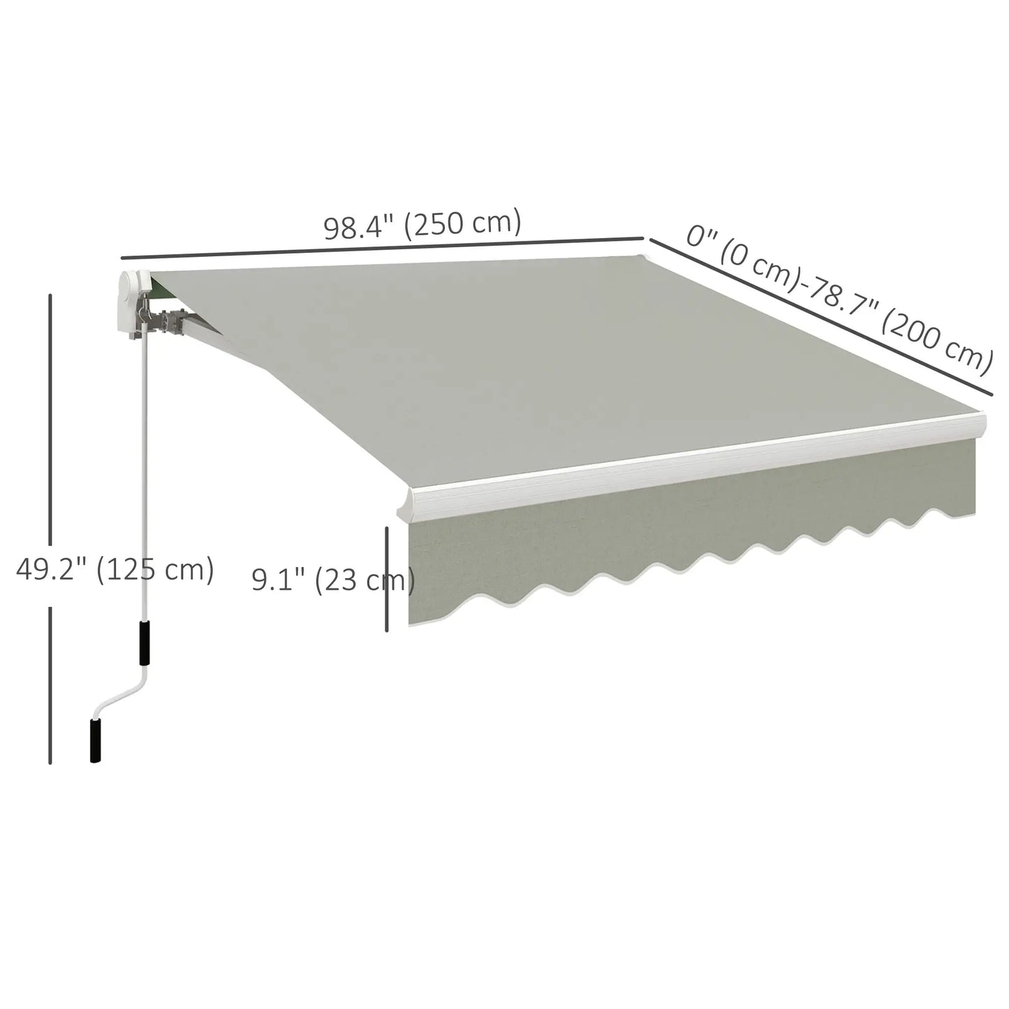 8'x7' Patio Awning, Manual Retractable Sun Shade, Light Grey Patio Awnings at Gallery Canada