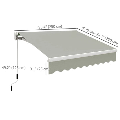 8'x7' Patio Awning, Manual Retractable Sun Shade, Light Grey Patio Awnings at Gallery Canada