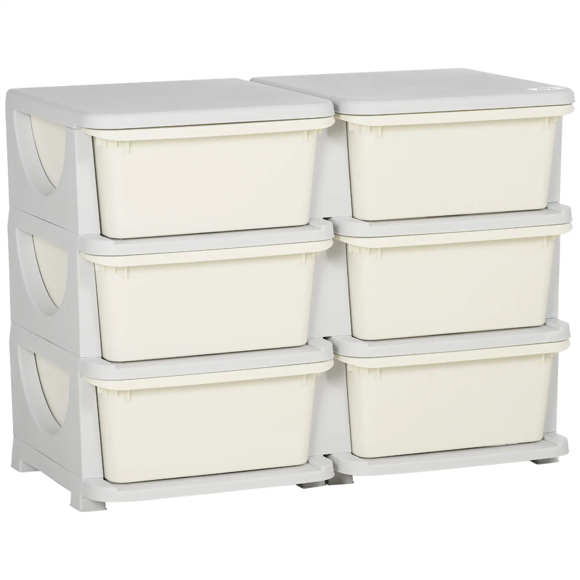 3 Tier Kids Toy Organizer, 6 Plastic Drawers, Cream White Baby & Kids Storage at Gallery Canada