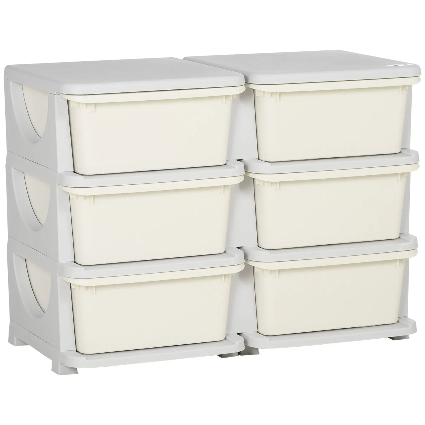 3 Tier Kids Toy Organizer, 6 Plastic Drawers, Cream White Baby & Kids Storage at Gallery Canada