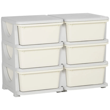 3 Tier Kids Toy Organizer, 6 Plastic Drawers, Cream White Baby & Kids Storage at Gallery Canada