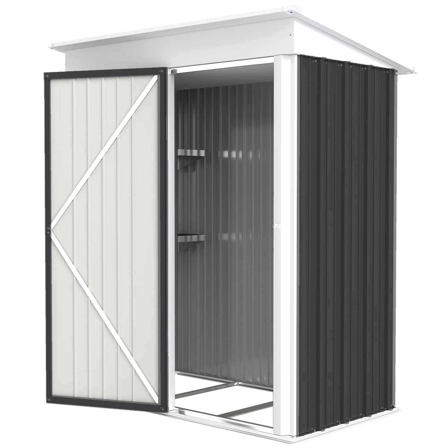Outdoor Storage Shed, Steel Lean-To, Adjustable Shelf, 5'x3'x6', Dark Grey Sheds Dark Grey at Gallery Canada