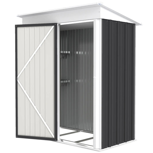 Outdoor Storage Shed, Steel Lean-To, Adjustable Shelf, 5'x3'x6', Dark Grey Sheds Dark Grey at Gallery Canada