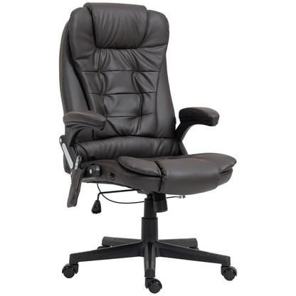 Heated Ergonomic Massage Swivel Office Chair, High Back Faux Leather, Brown Massage Chairs at Gallery Canada