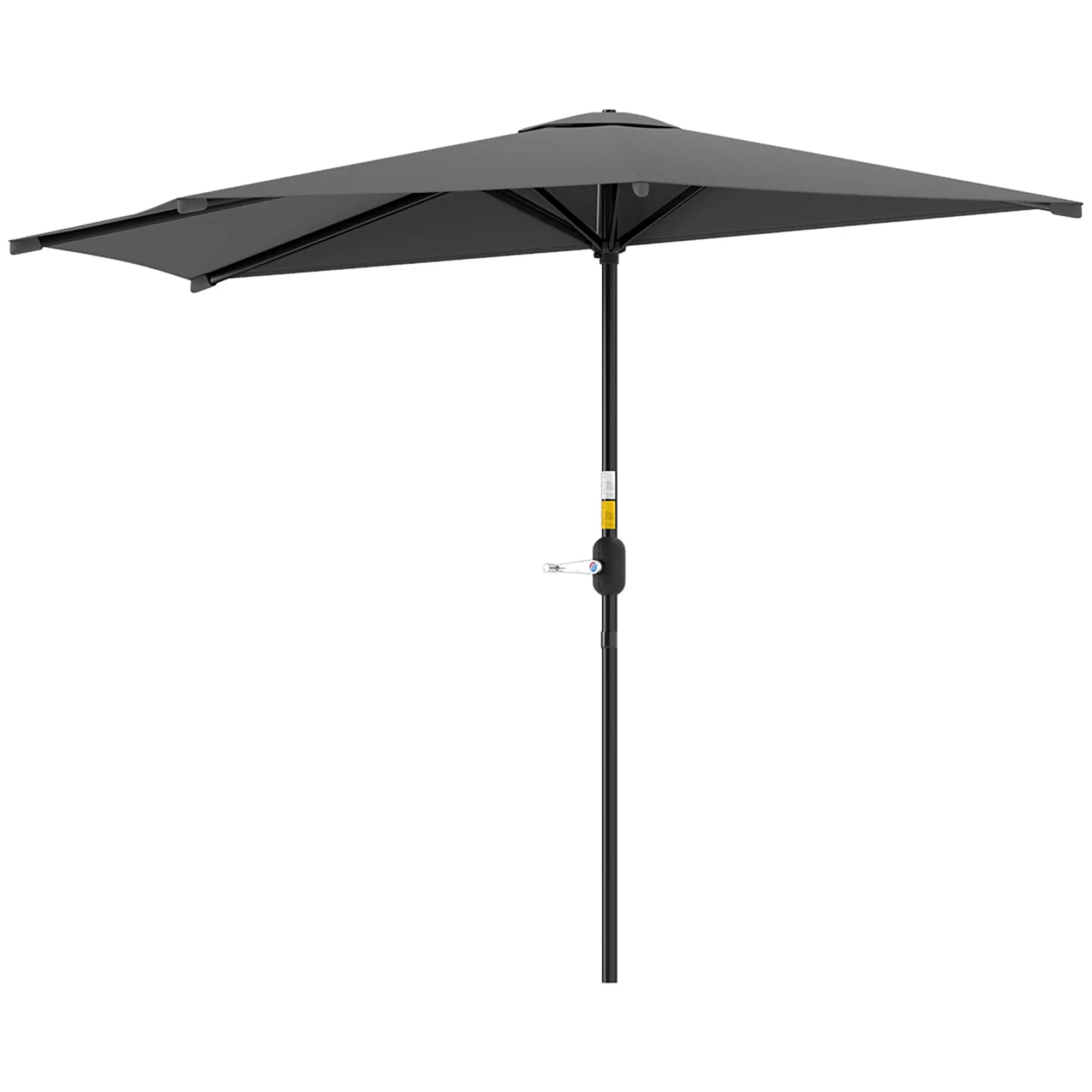 9.8ft Semi Round Patio Umbrella, Crank Handle, Top Vent, Dark Grey Half Round Umbrellas at Gallery Canada