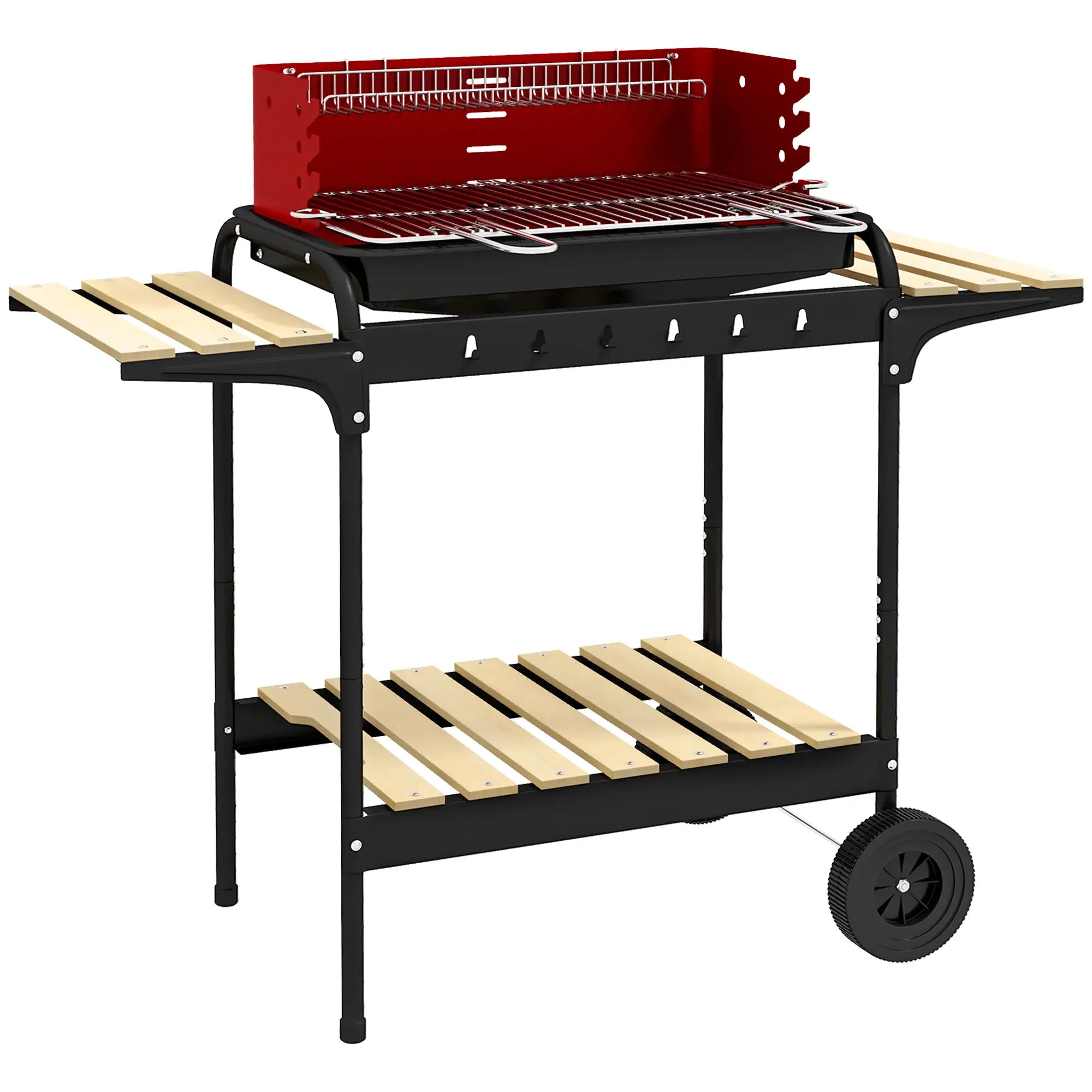 Charcoal Barbecue Grill, Adjustable Height, Portable BBQ Trolley, Red Charcoal BBQ Grils at Gallery Canada