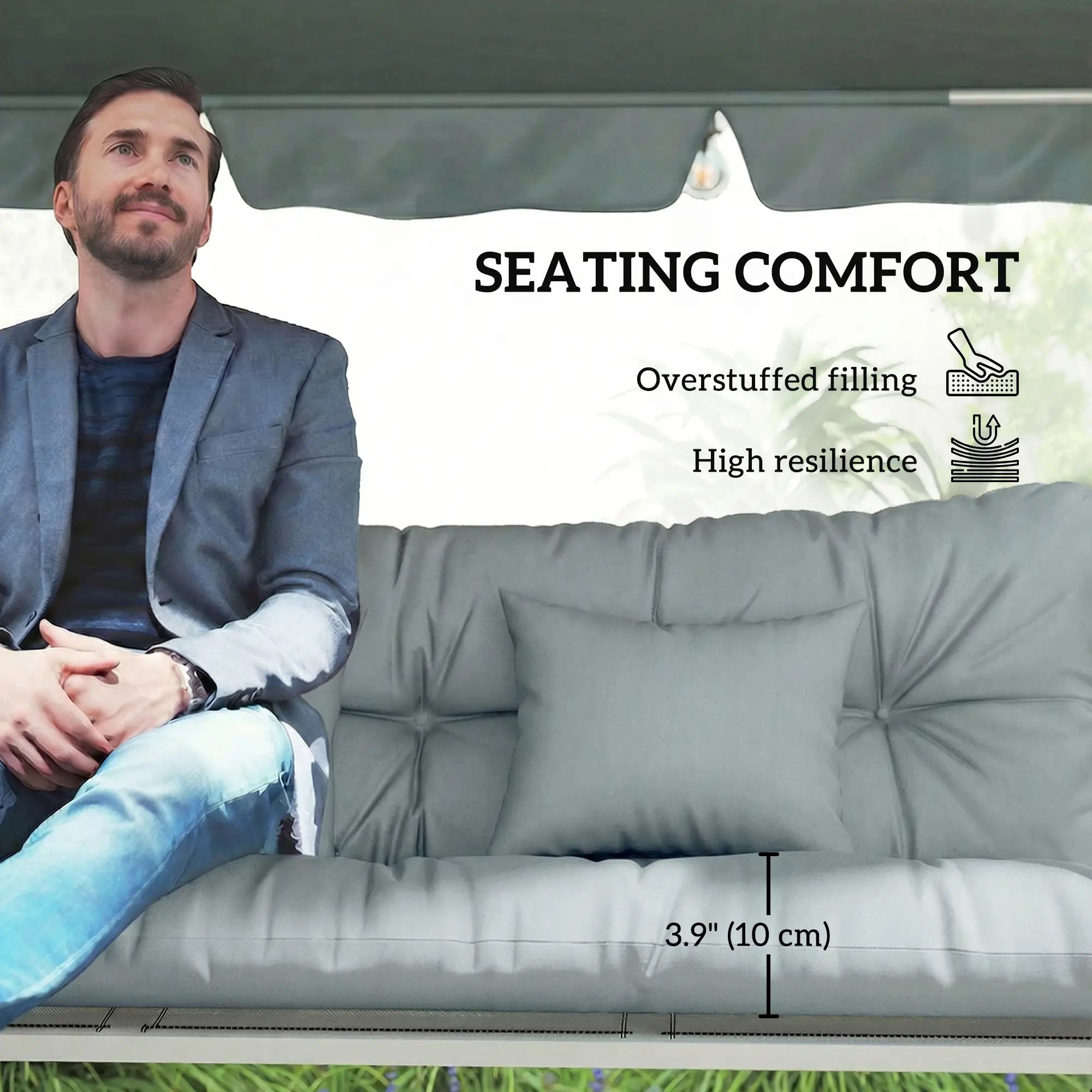 4-Piece Patio Chair Cushion Set, With Ties, Light Grey Patio Chair Cushions at Gallery Canada
