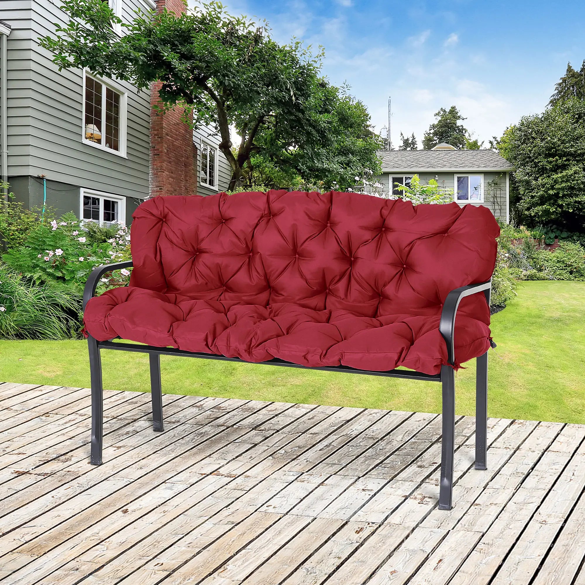 3 Seater Outdoor Swing Cushions, Backrest, Patio Furniture, Wine Red Patio Chair Cushions at Gallery Canada