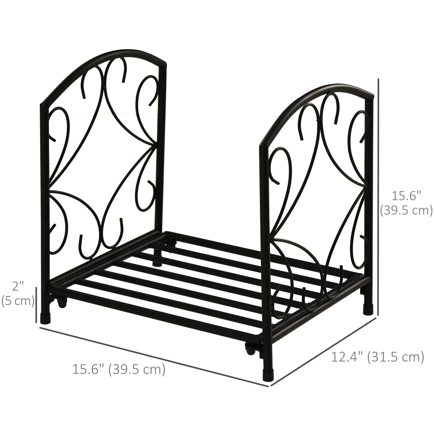 16" Heavy Duty Metal Fireplace Log Holder, Firewood Rack Outdoor, Black Firewood Racks at Gallery Canada