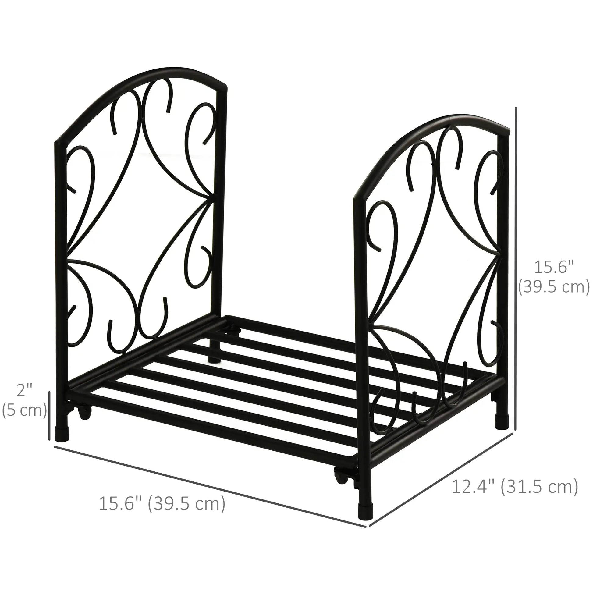 16" Heavy Duty Metal Fireplace Log Holder, Firewood Rack Outdoor, Black Firewood Racks at Gallery Canada