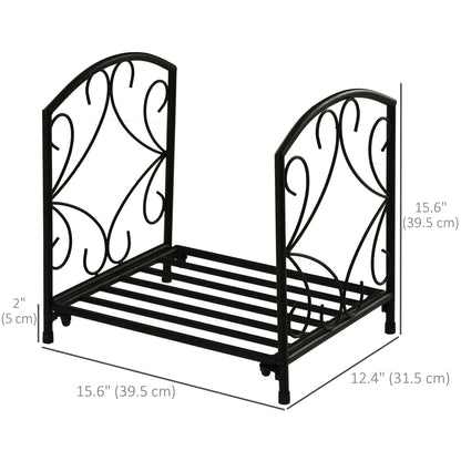16" Heavy Duty Metal Fireplace Log Holder, Firewood Rack Outdoor, Black Firewood Racks at Gallery Canada
