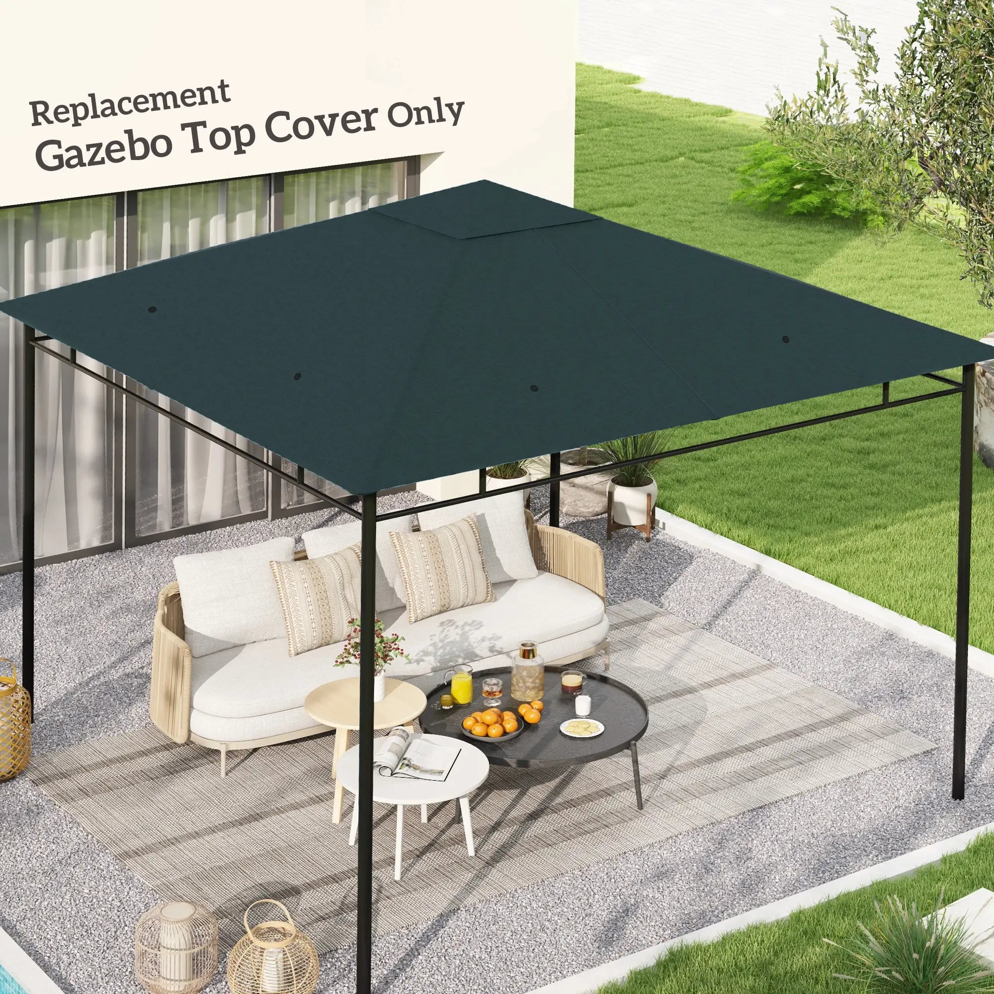 10' X 10' Square Gazebo Canopy Replacement Cover, Green, Charcoal Gazebo Canopy Replacement at Gallery Canada