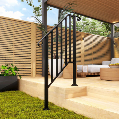 2-3 Step Handrails, Metal Outdoor Stair Railing, Black Garden Decor at Gallery Canada