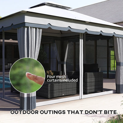 10' x 12' Double Roof Gazebo, Outdoor Shelter with Netting, Curtains Gazebos at Gallery Canada