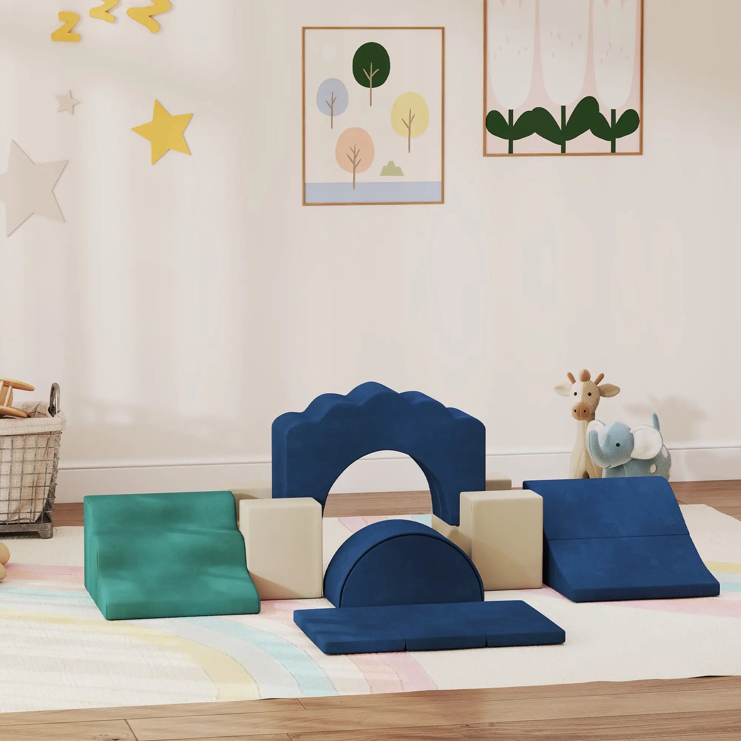 7-Piece Baby Soft Play Set, Indoor Gym for Crawling, Navy Blue Kids Gym & Playmats at Gallery Canada