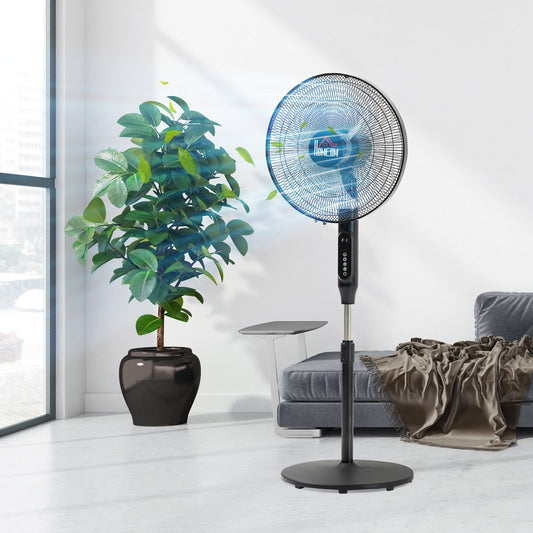 Standing Floor Fan with Remote Control, Stand Up Cooling Fan, Tall Pedestal Electric Fan for Bedroom, Black - Gallery Canada