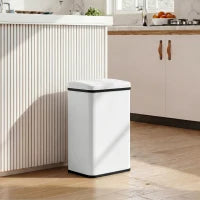40 L Poubelle Automatique, Couvercle à Fermeture Douce, Acier Inoxydable, Blanc