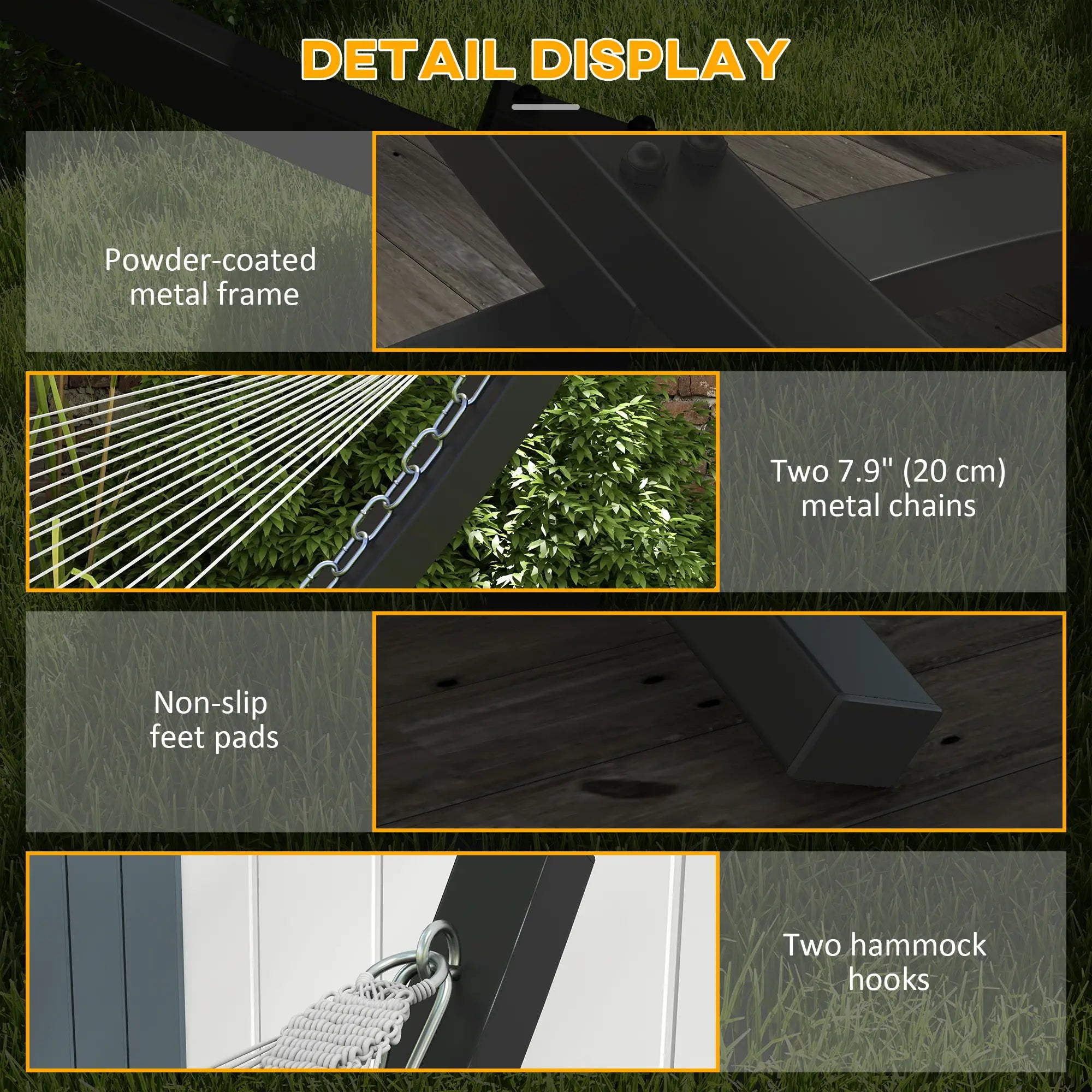 12' Steel Hammock Stand, For Garden Camping Patio, Grey Hammock Stands at Gallery Canada