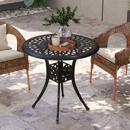 30-Inch Round Patio Dining Table, Cast Aluminum Outdoor Bistro Table, Brown Patio Dining Tables at Gallery Canada